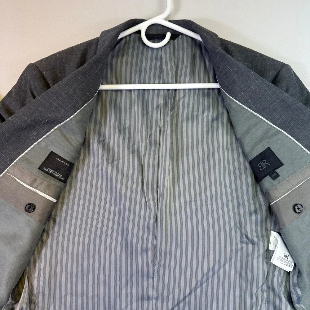 Banana Republic Blazer Mens 40R Grey Slim Fit Marzotto Italian Fabric Sport Coat